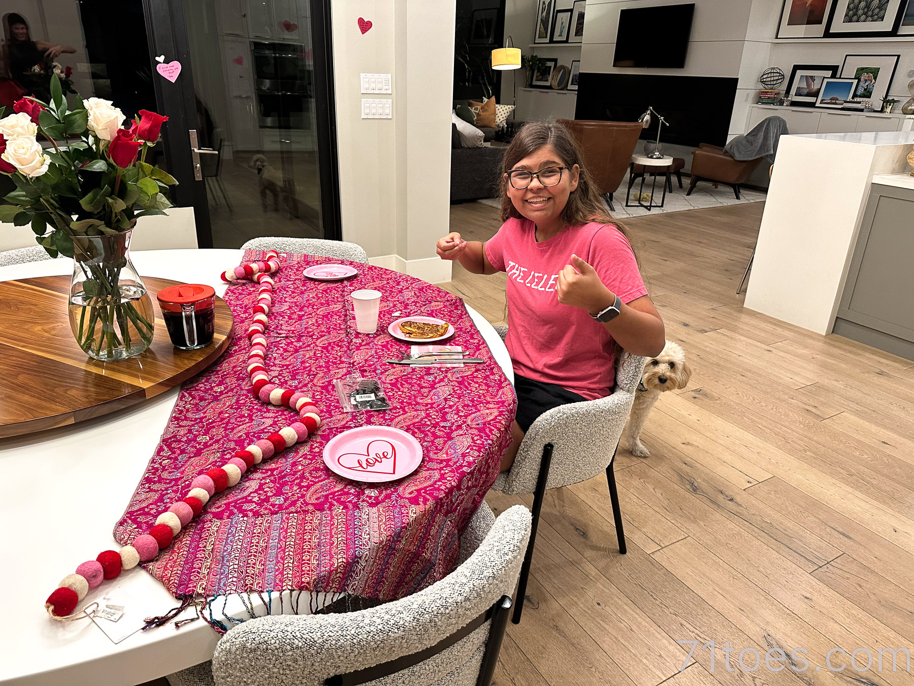 Lucy ready for Valentine's breakfast