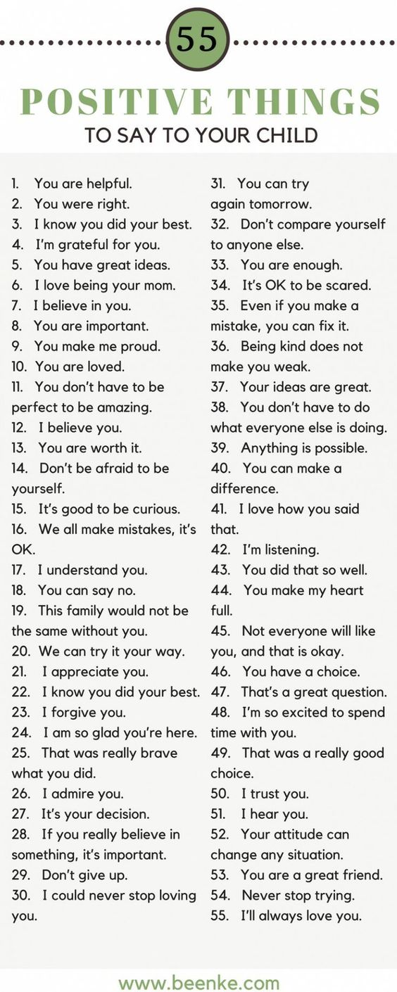 positive phrases to say to your child to show love