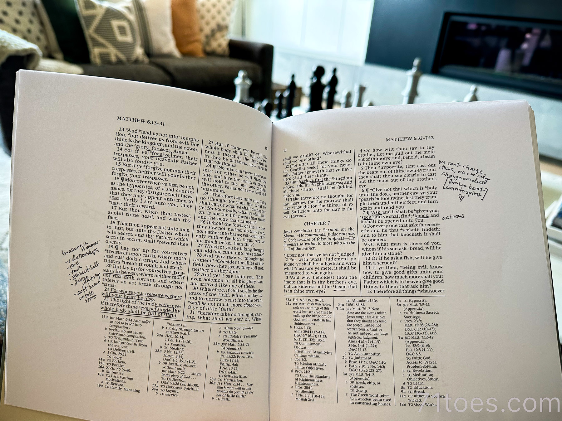 New Testament with notes written in the margins