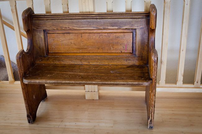 Antique repenting bench for kids to sit on and resolve fights