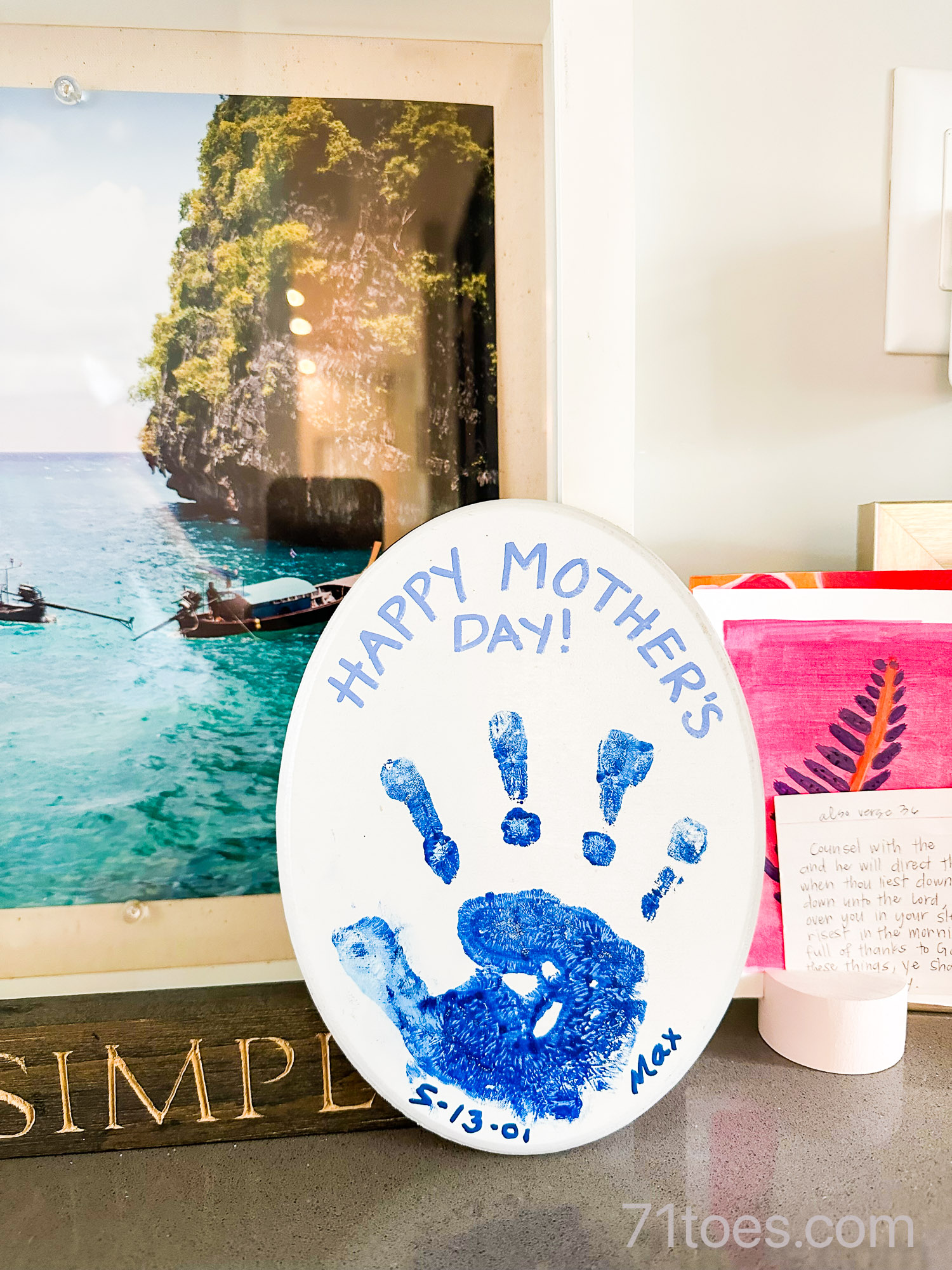 Max's handprint as a sentimental Mother's Day gift