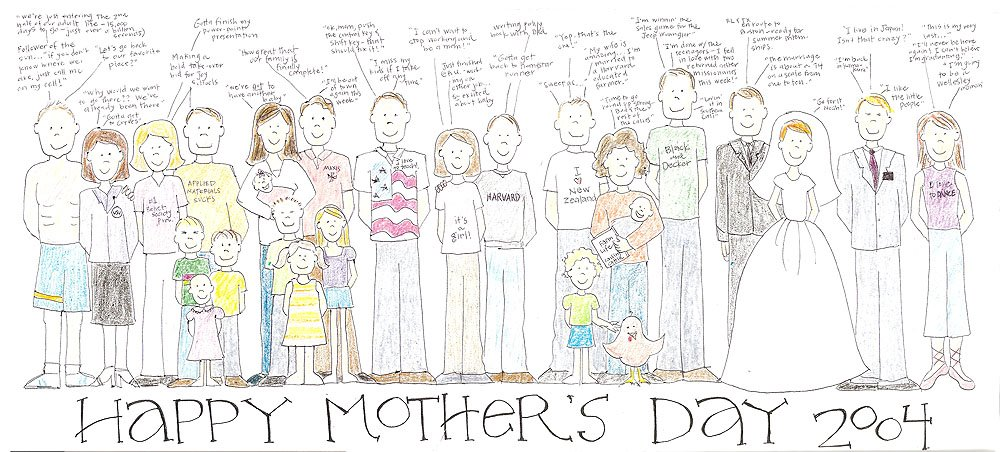 Mother's Day drawing showing a snippet of time in a family