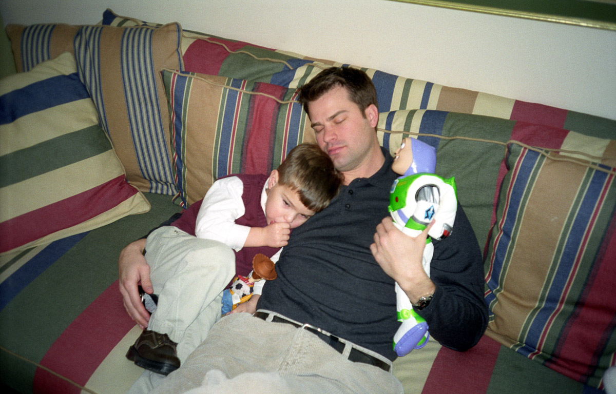 Dave sleeping with Max and Buzz Lightyear, such a good dad.