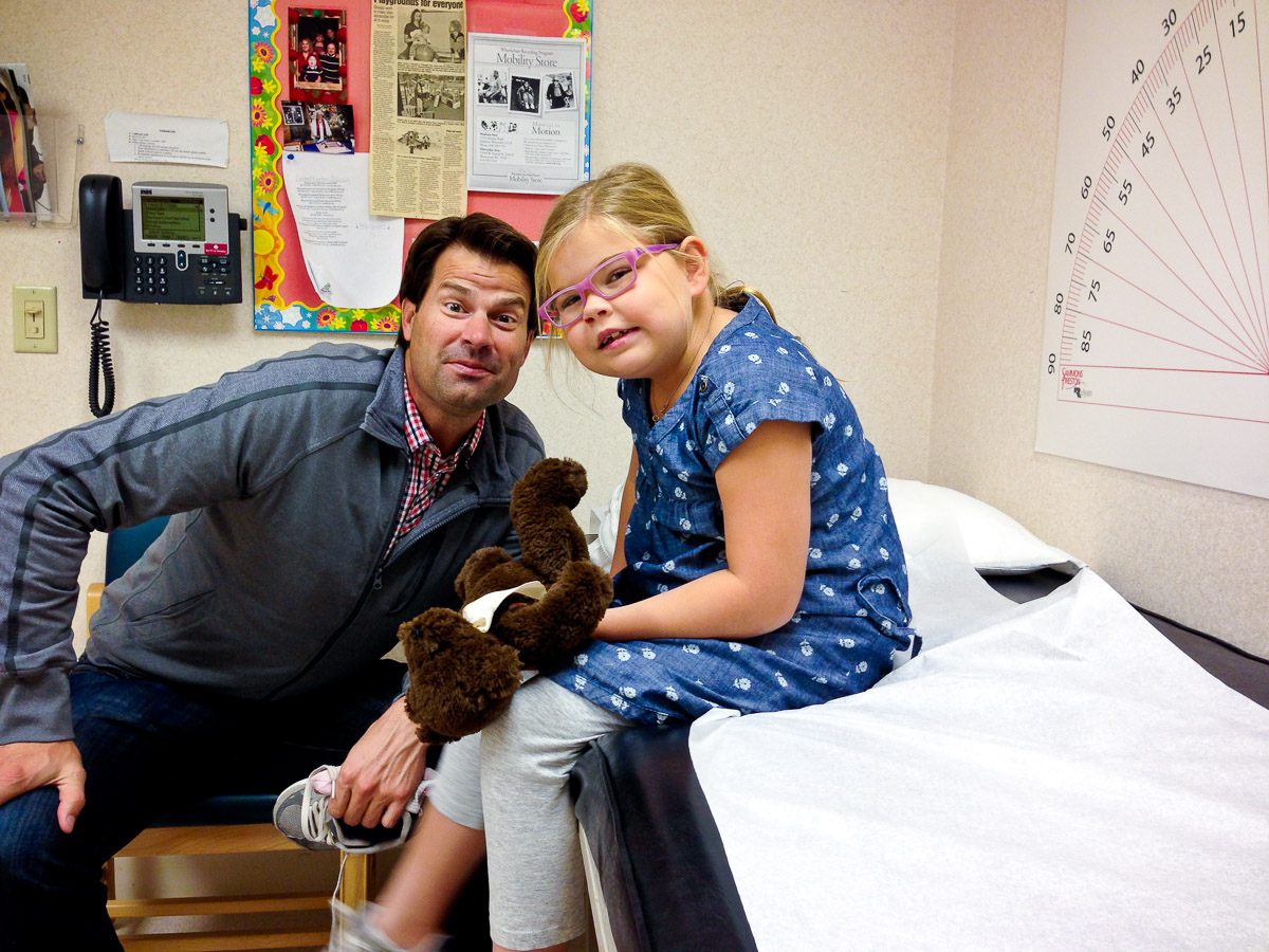 Dave the good dad taking care of his daughter Lucy at the doctor