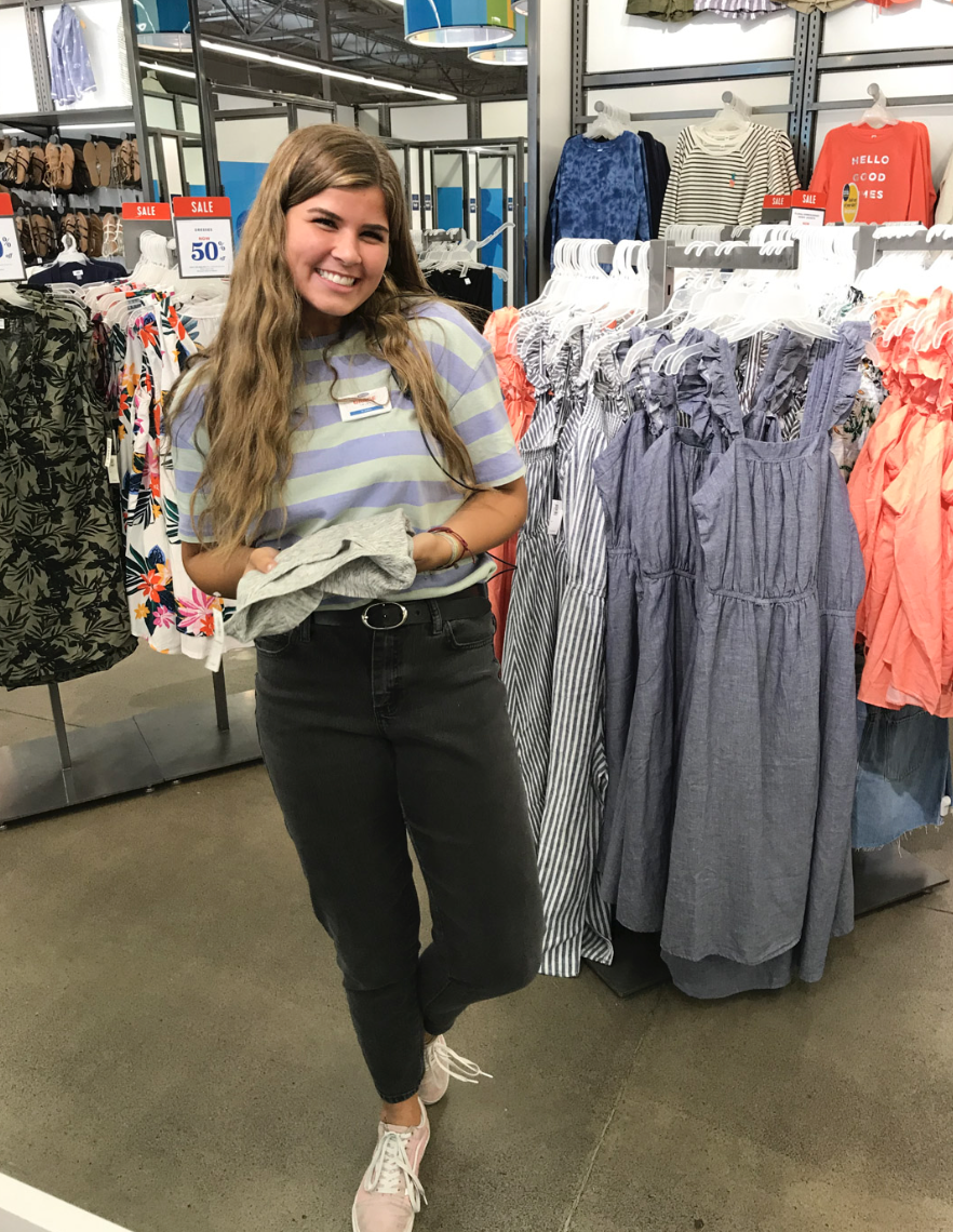 Grace working at Old Navy