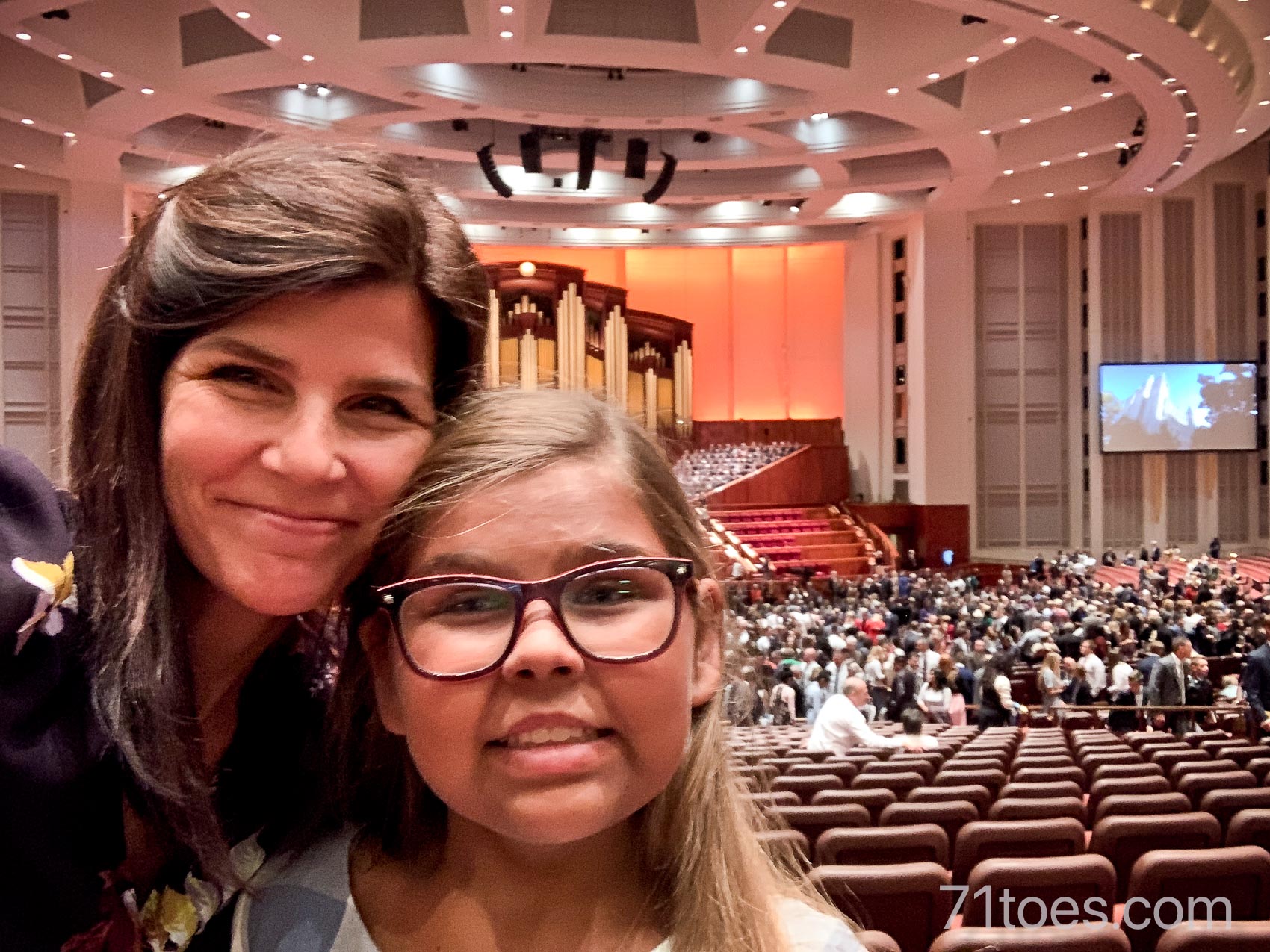 Lucy and Shawni at the LDS conference center