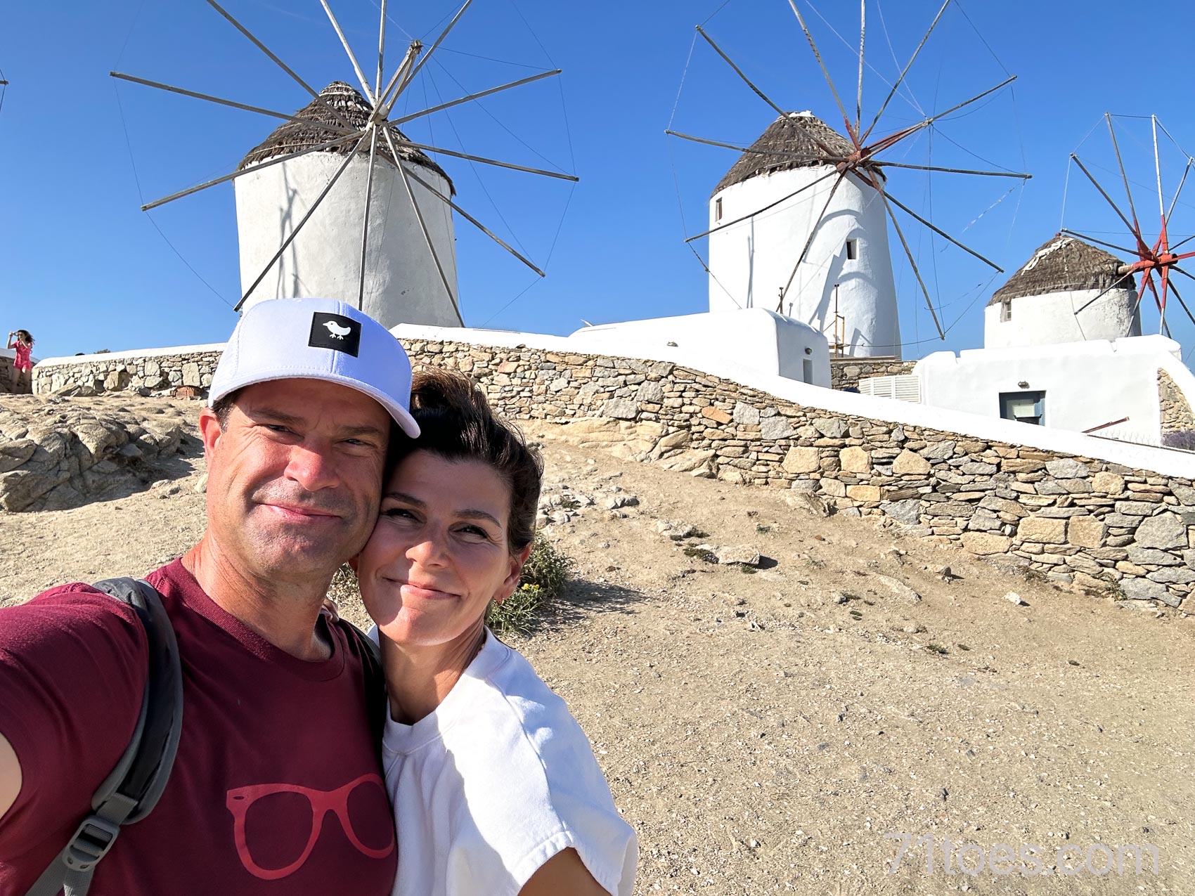 Shawni and David at the windmills in Mykonos