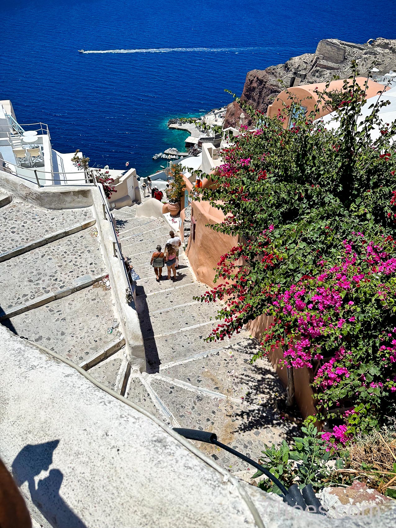 steps down to the water from Oia, Santorini