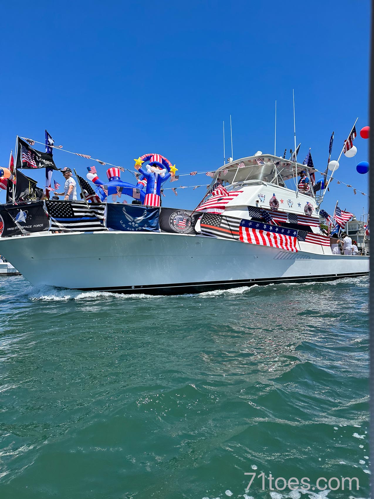 Boats all decked out with patriotism for the 4th of July