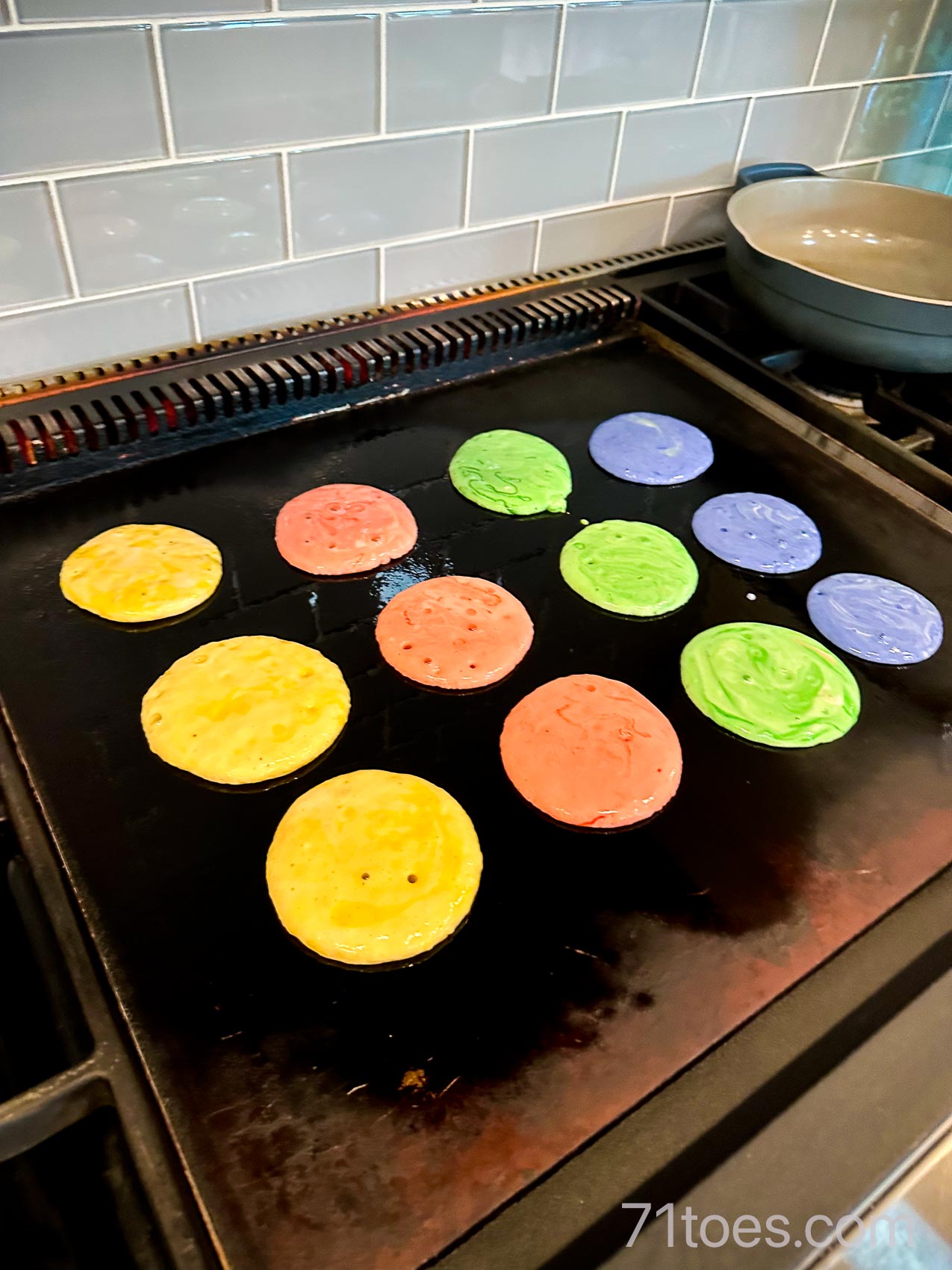 traditional rainbow pancakes for the first day of school breakfast