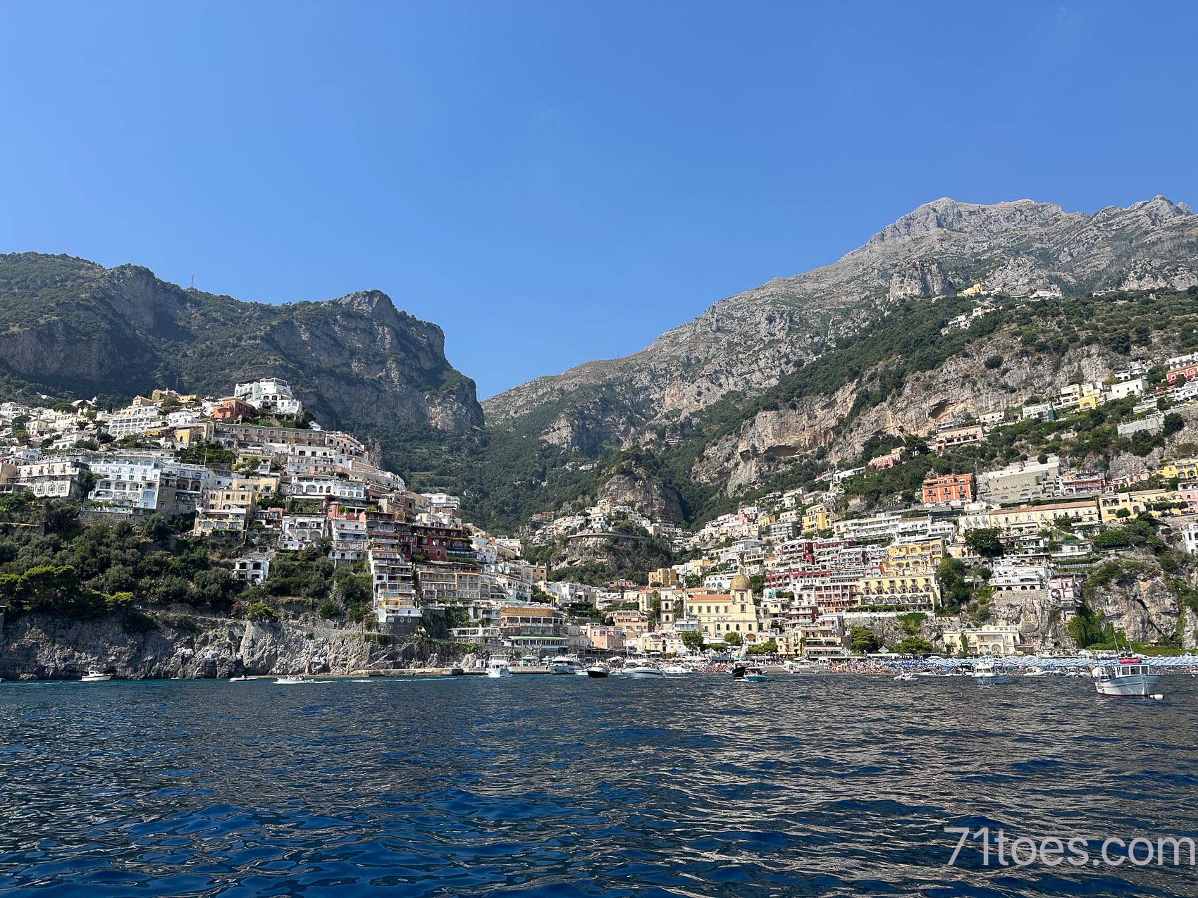 The view coming into Positano from the sea