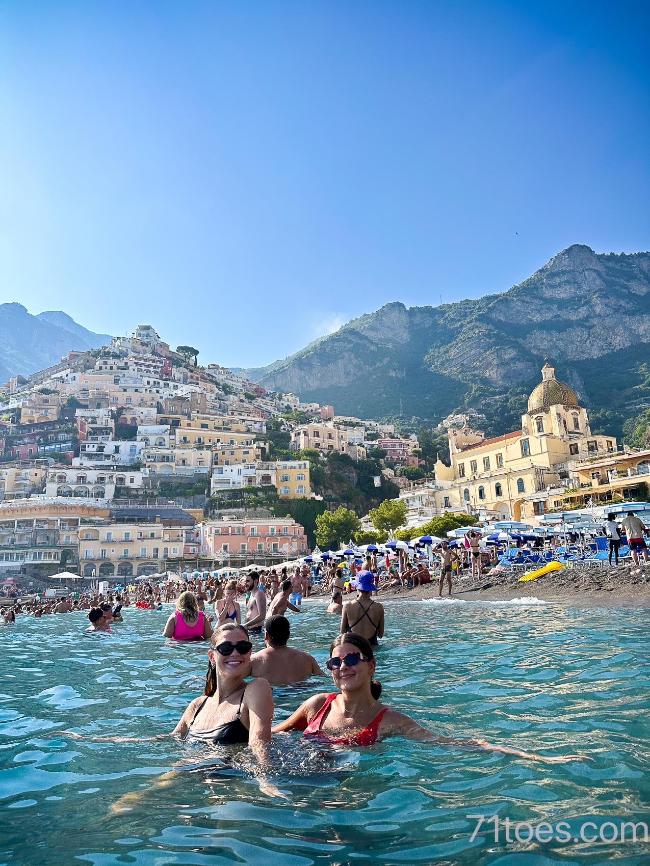 Grace and Claire swimming near Positano on the Amalfi Coast