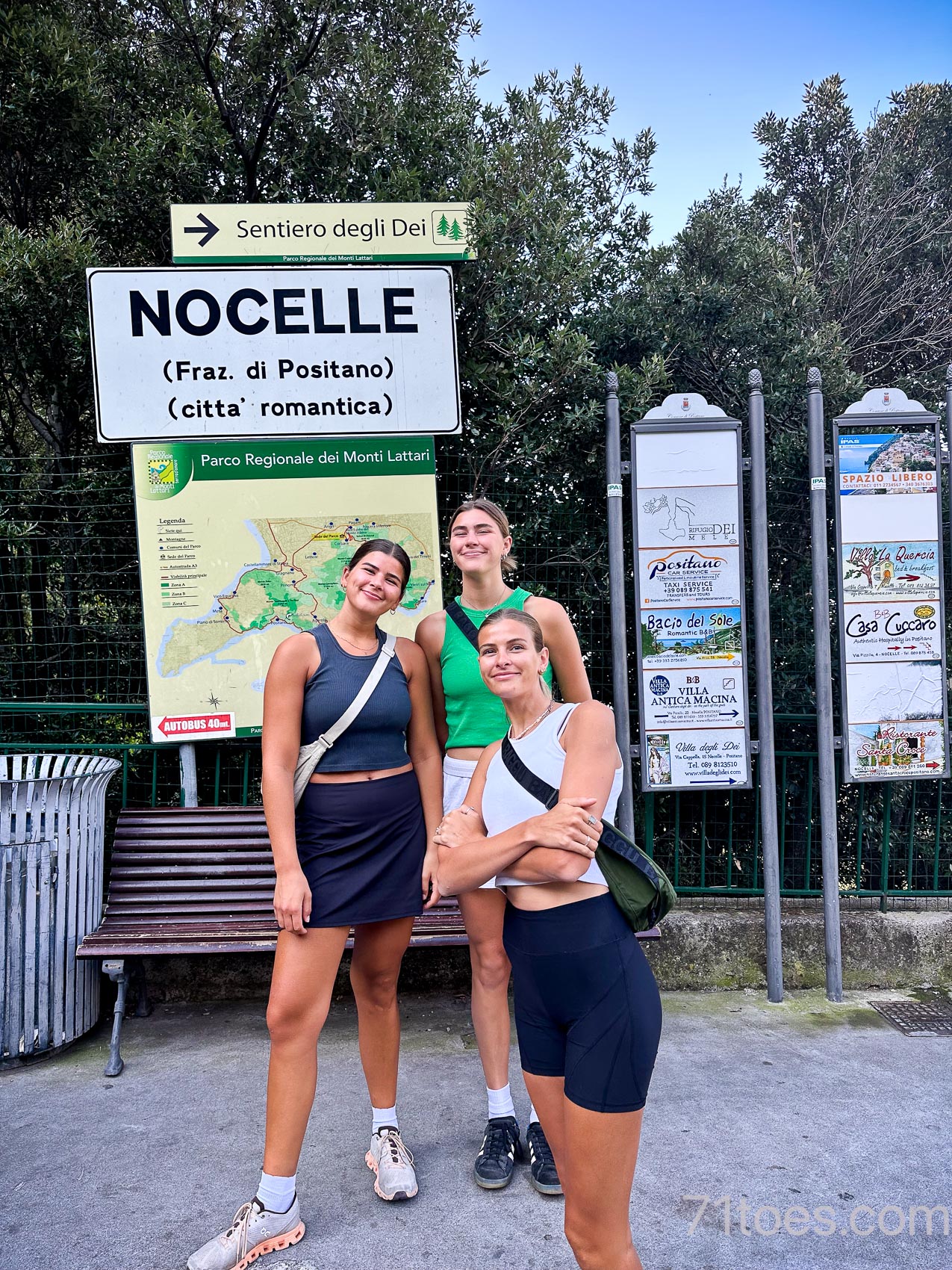 Elle, Grace and Claire ready to start hiking The Path of the Gods hike in Italy
