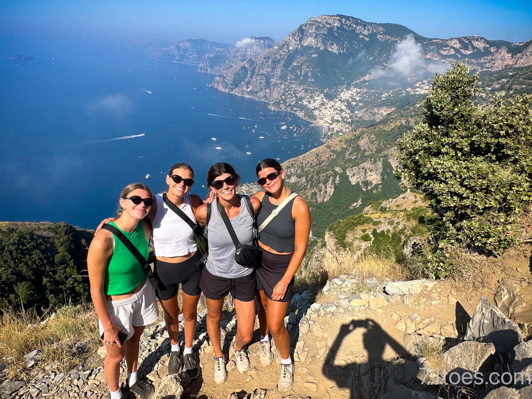 Shawni, Elle, Grace and Claire on the ridge-line of the Path of the Gods