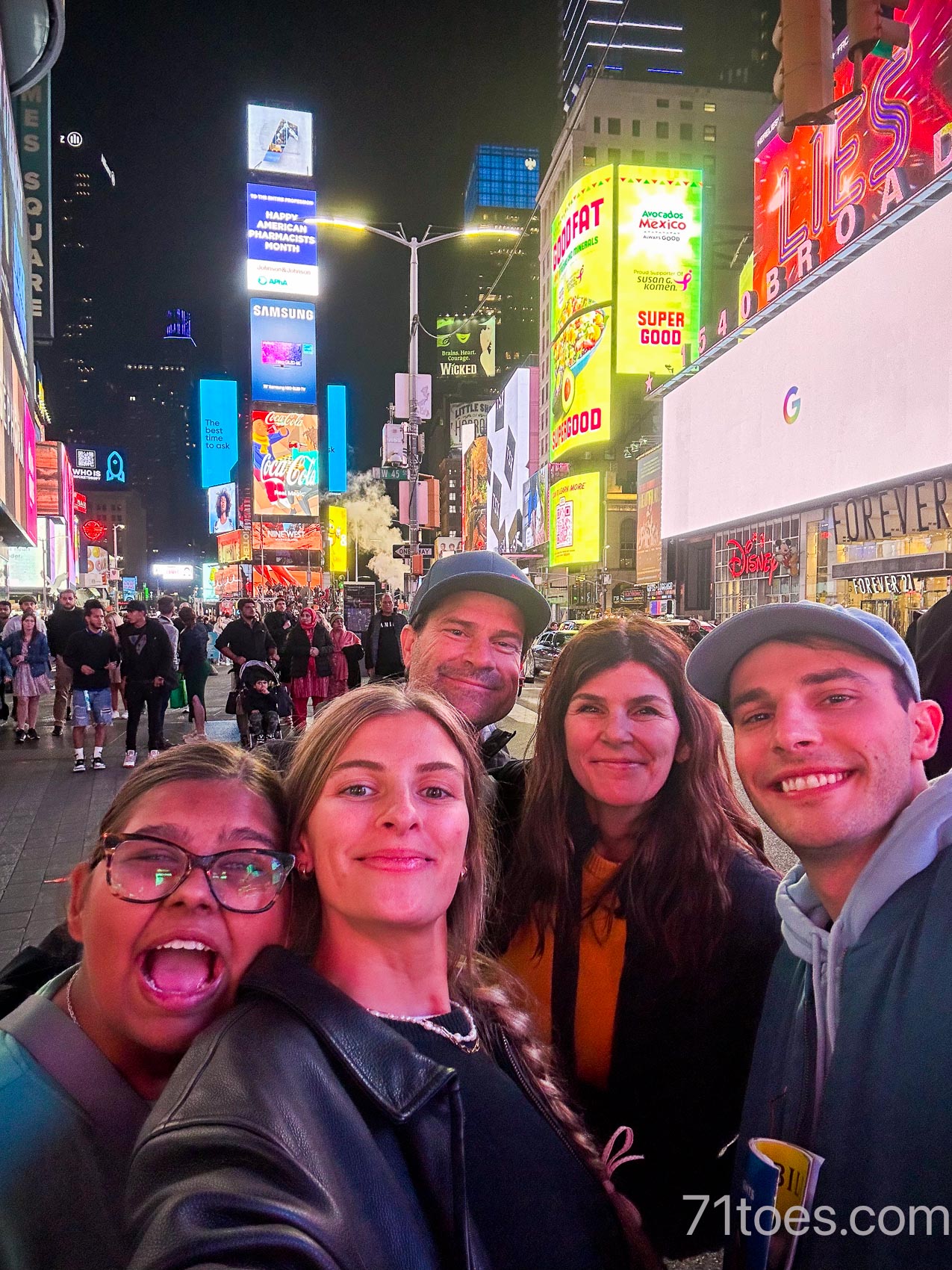 Shawni, David, Carson, Elle and Lucy in Time's Square in NYC