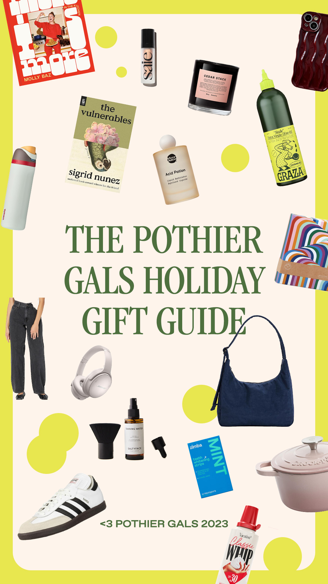small pictures of what is on the gift guide for the gals