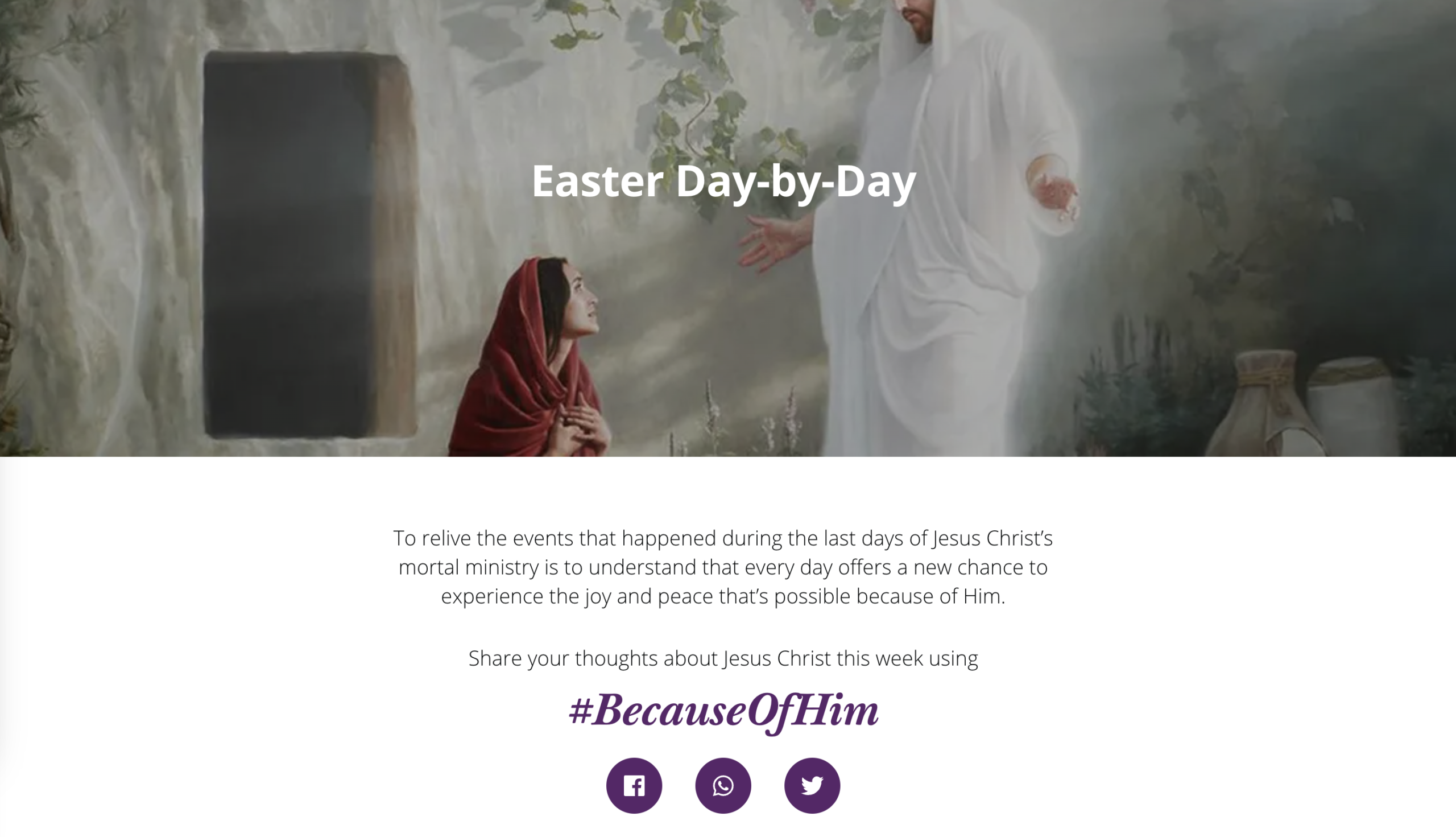 screenshot of the church "Easter day-by-day guide"